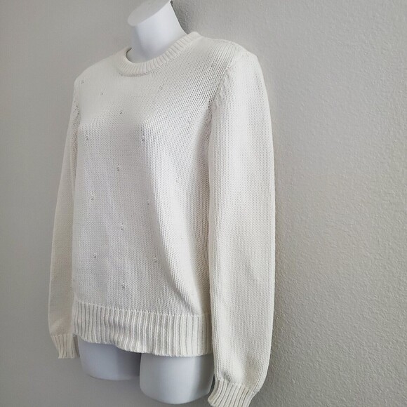 Modcloth Knit Sweater Ivory XS Crewneck Pullover Cozy Preppy Classic Casual - Picture 6 of 9